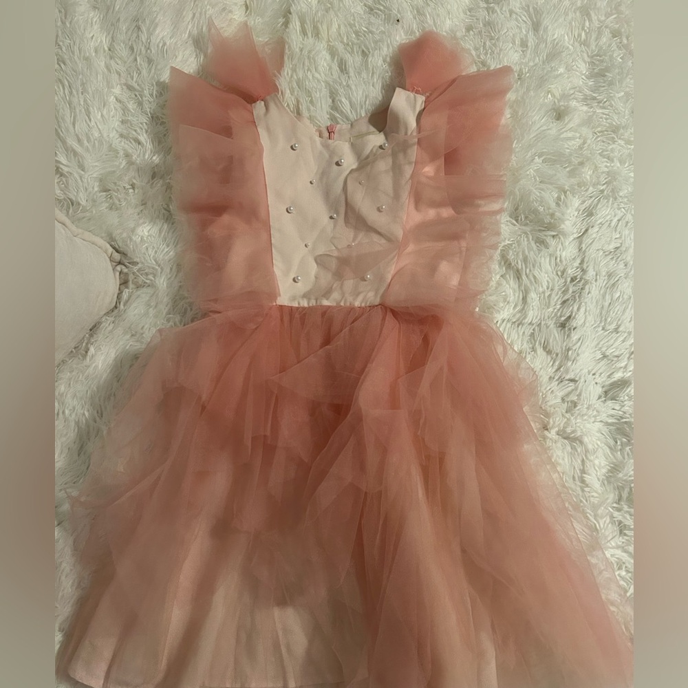 Gio Bespoke Pink Fabric with pearls definitely a little girls dream dress